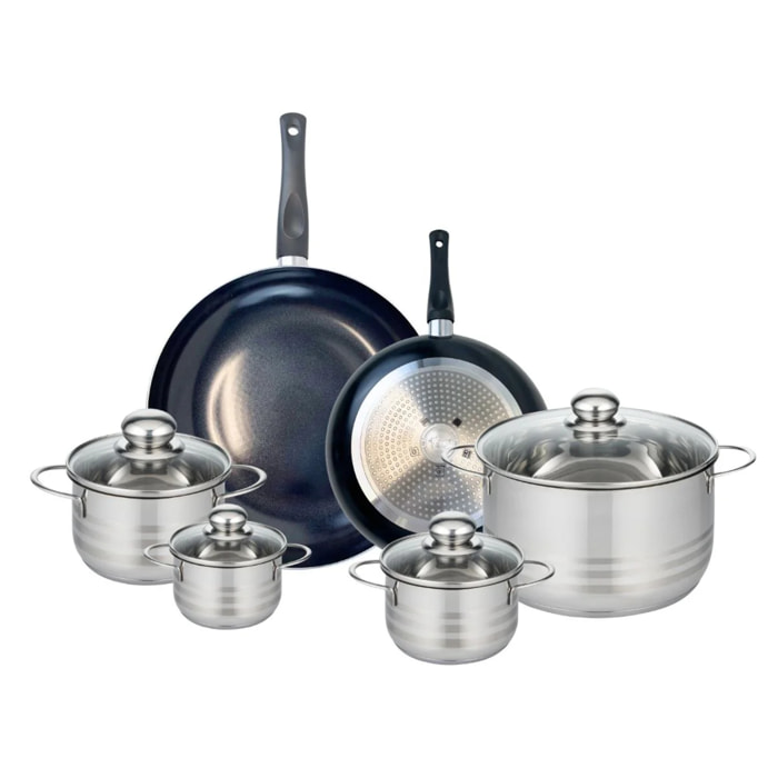 Ensemble de 2 Poêles de cuisson 24 et 32 cm et 4 faitouts 12, 14, 16 et 24 cm Elo Prima Brillant