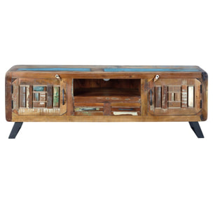 Mueble TV - Madera reciclada y Metal - - 54x160x40cm