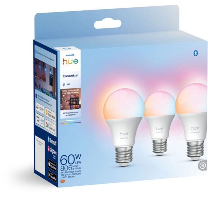 Pack PHILIPS Hue E27 WCA A60 3P