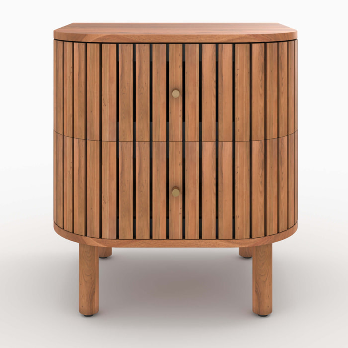 Table de chevet  en bois d'acacia 2 tiroirs - Paola