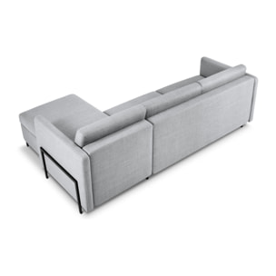 Canapé d'angle droit convertible avec coffre de rangement "Yanis" 4 places en tissu structurel gris clair