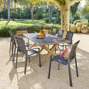Table de jardin "Axiome" honey & graphite 8 places en aluminium