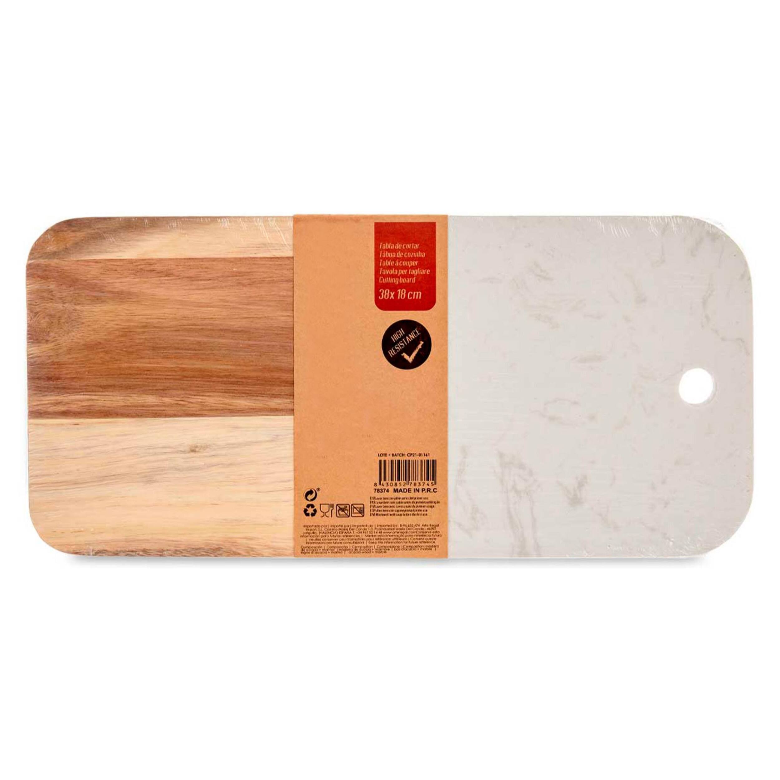 Tabla cortar madera y marmol blanco 38cm colección kinvara