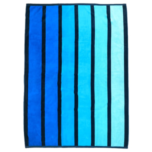Serviette de plage XL éponge velours Jacquard Bleu 140x180 400g/m² - Happy Blue XL