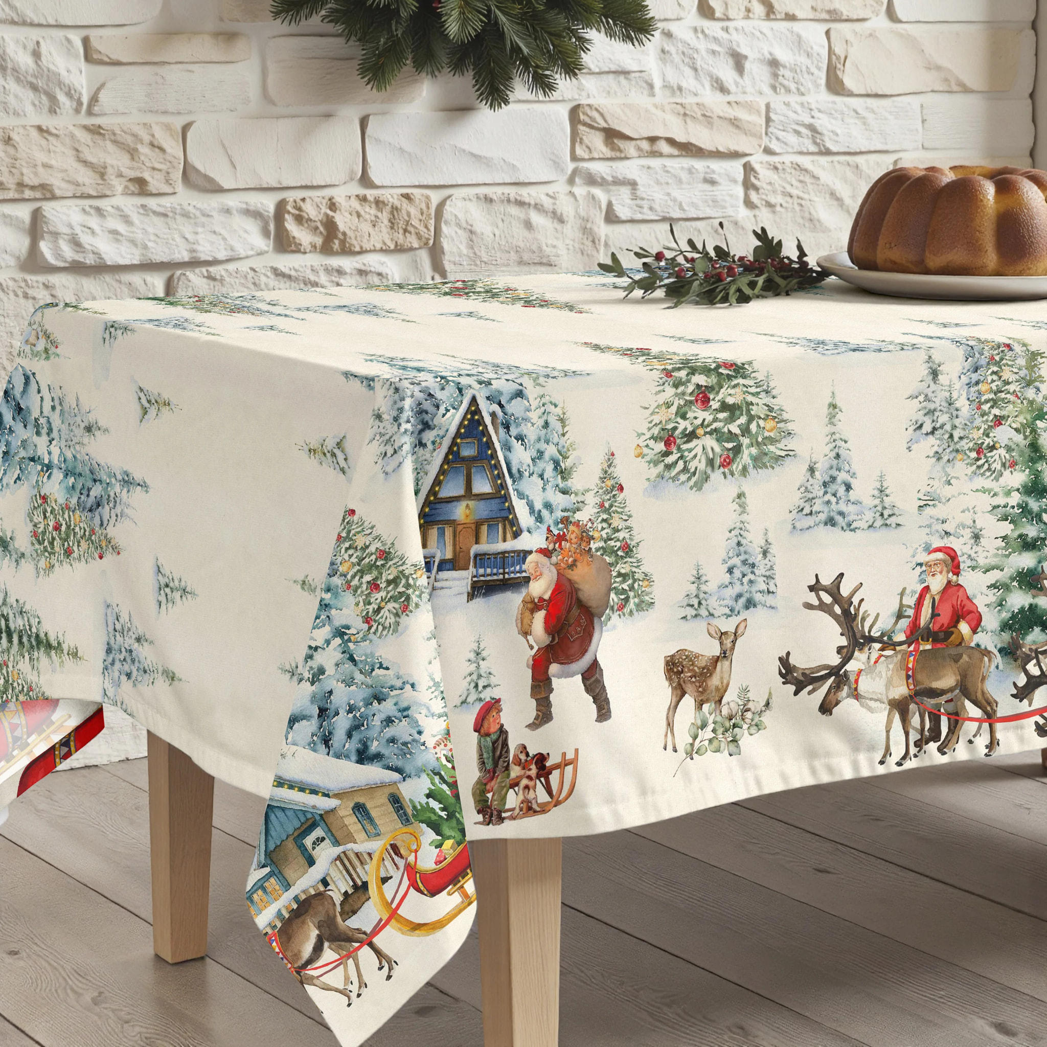 Nappe Anti-tâches Toucher du Tissu Christmas Landscape