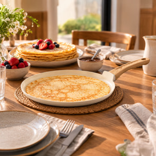 Crêpière 26cm avec revêtement céramique crème - tous feux COLORAMA