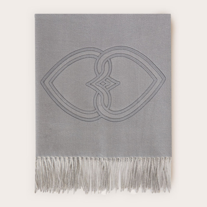 Motivi - Bufanda con bordado y flecos - Gris