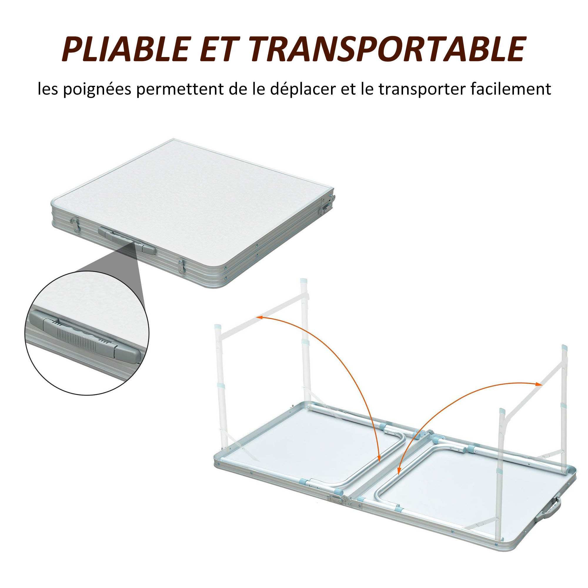 Table de camping reception pliante portable pique-nique buffet en aluminium