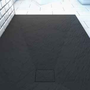 Receveur à poser en matériaux composite SMC - Finition ardoise noire - 80x120cm - ROCK 2 BLACK 80