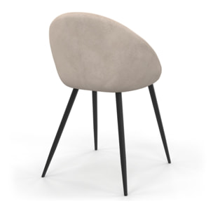 Chaises Dory en velours taupe et pieds métal noirs - lot de 2