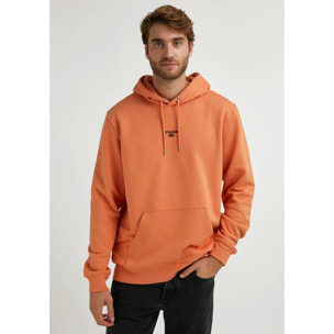 Sudadera Unisex Color Naranja Con Capucha y Logo D.Franklin negro