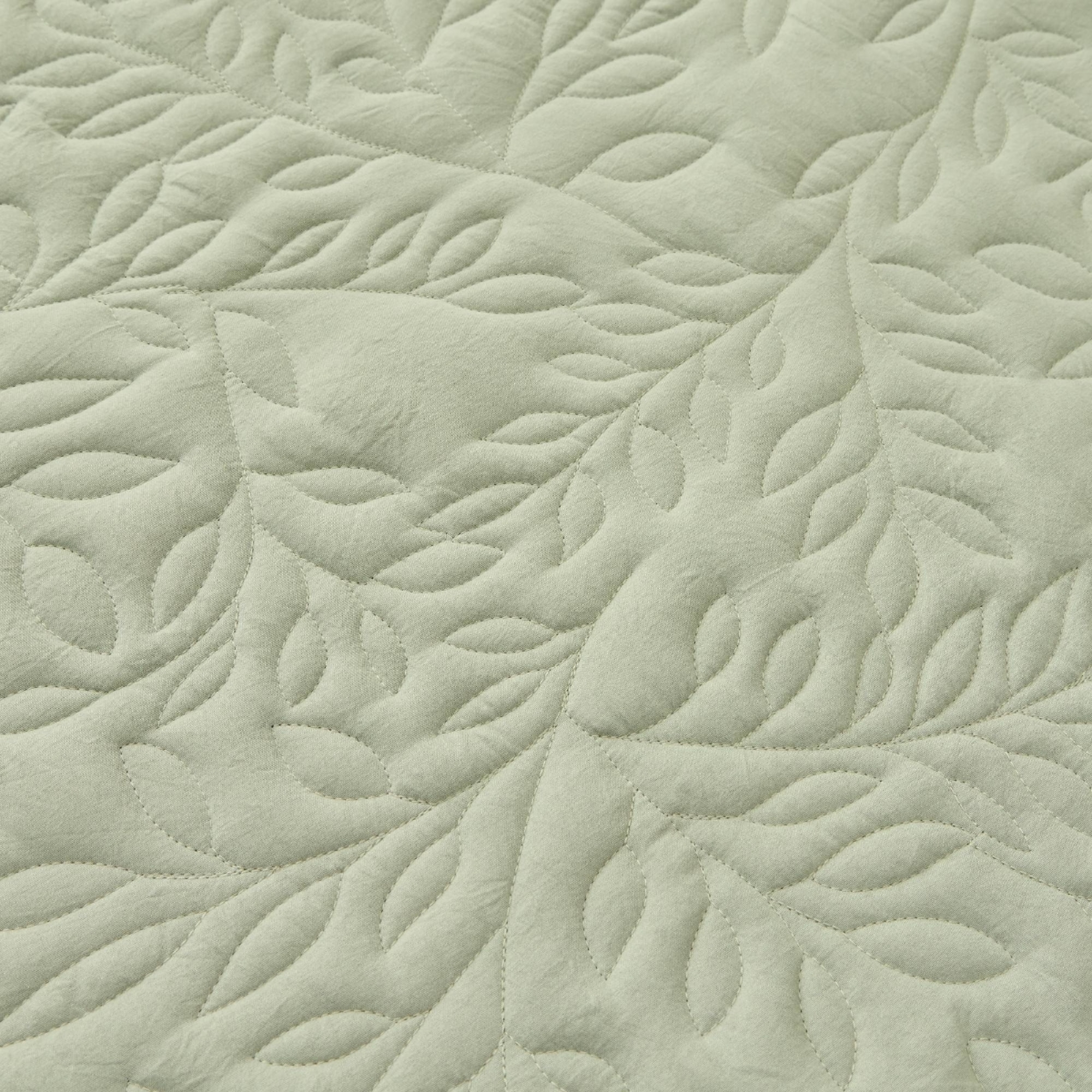 Colcha acolchada con motivos vegetales Rito color verde Poliéster