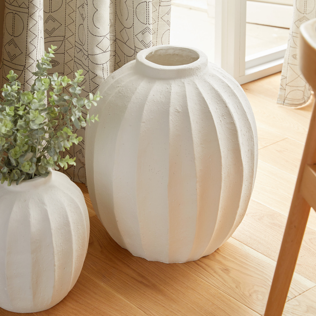 Vase boule "Amia" céramique blanc H44,5cm