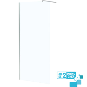LOT de 2 Parois de Douche 90x195 cm en Verre Trempé 5 mm - Profilés et Bras Chromés