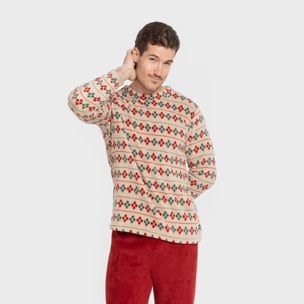 Pijama coral hombre Casimira Burdeos