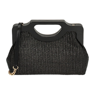 Bolso de mano negro de rafia
