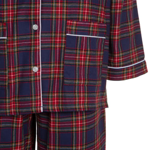 PIGIAMA DONNA in flanella scozzese blu, rosso e verde