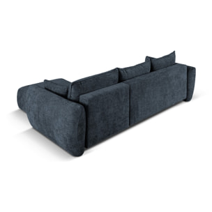 Canapé d'angle droit convertible avec coffre de rangement "Matera" 4 places en chenille bleu roi