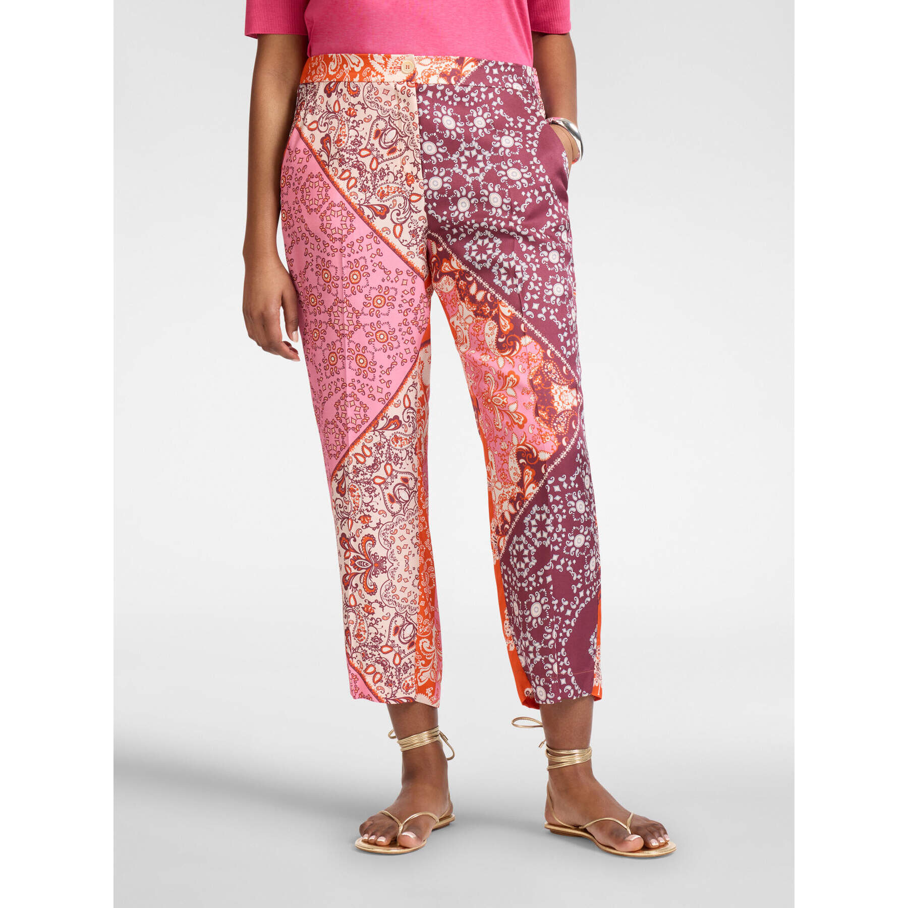 Elena Mirò - Pantaloni stampati in viscosa - Arancione