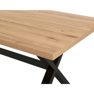 Woody - table à manger - chêne et hêtre massif - 180 cm - Bois / Noir