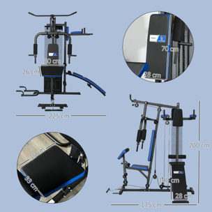 Station de musculation multi-équipement - collaboration Aosom.fr x FFHandball - 10 contrepoids - acier noir rouge