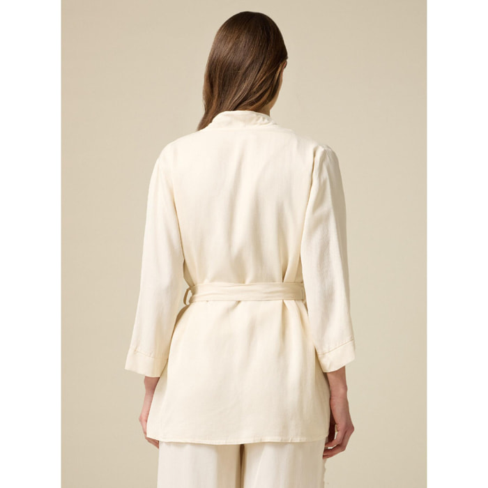 Oltre - Chaqueta kimono de tejido vaporoso - Blanco