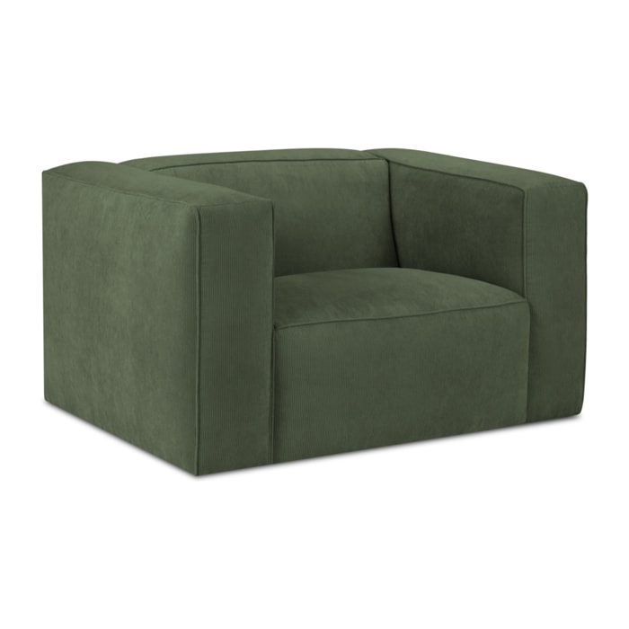 Fauteuil "Muse" en velours côtelé vert bouteille