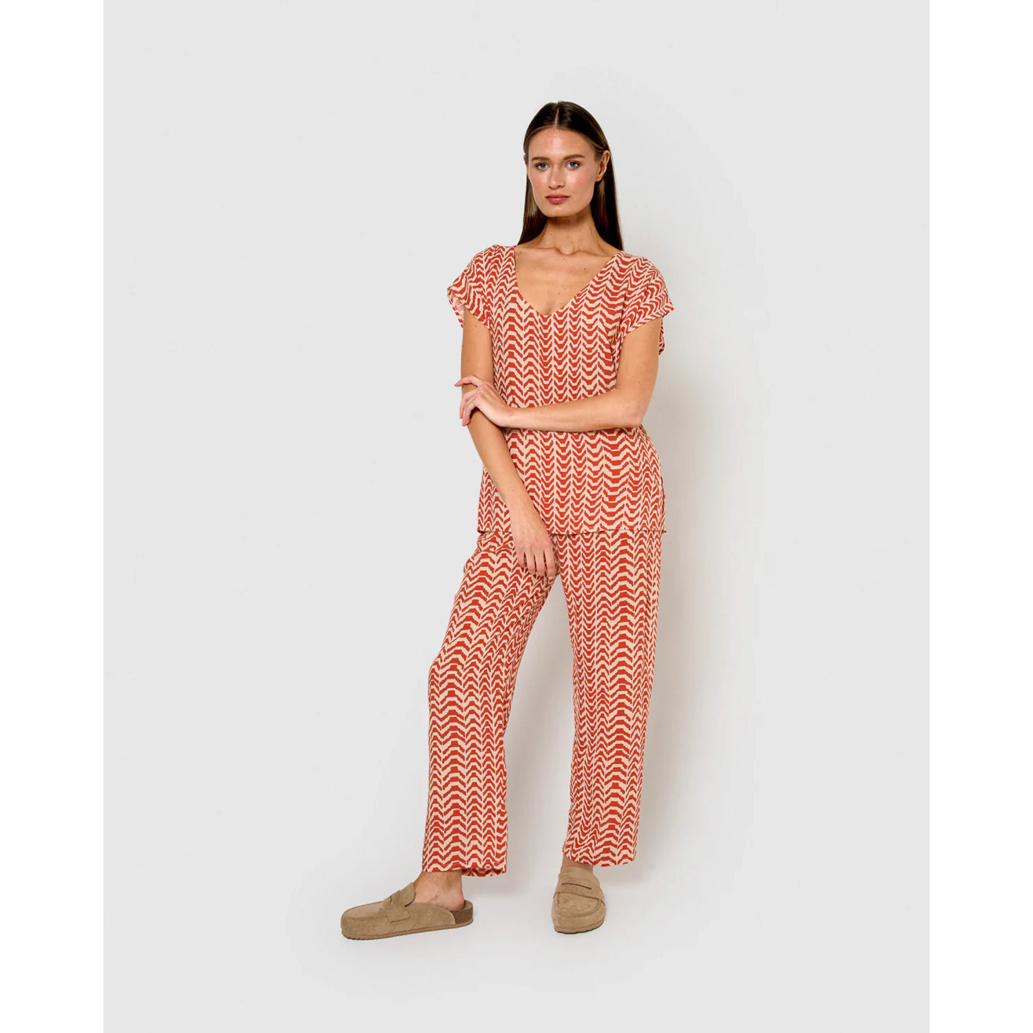 Blusa viscosa oveta teja