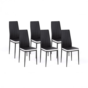 Chaises Jodie imitation cuir et pieds métal - Noir - Blanc