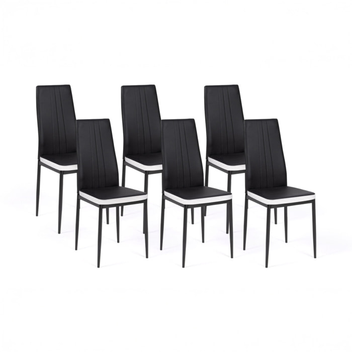 Chaises Jodie imitation cuir et pieds métal - Noir - Blanc