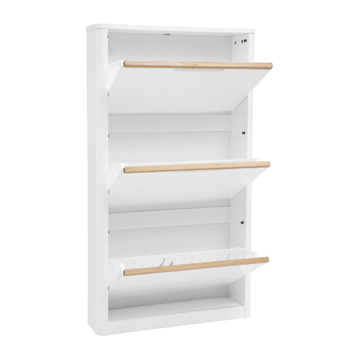 Meuble à chaussures 3 portes finition blanc laqué brillant L68 cm KIRK