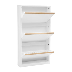Meuble à chaussures 3 portes finition blanc laqué brillant L68 cm KIRK