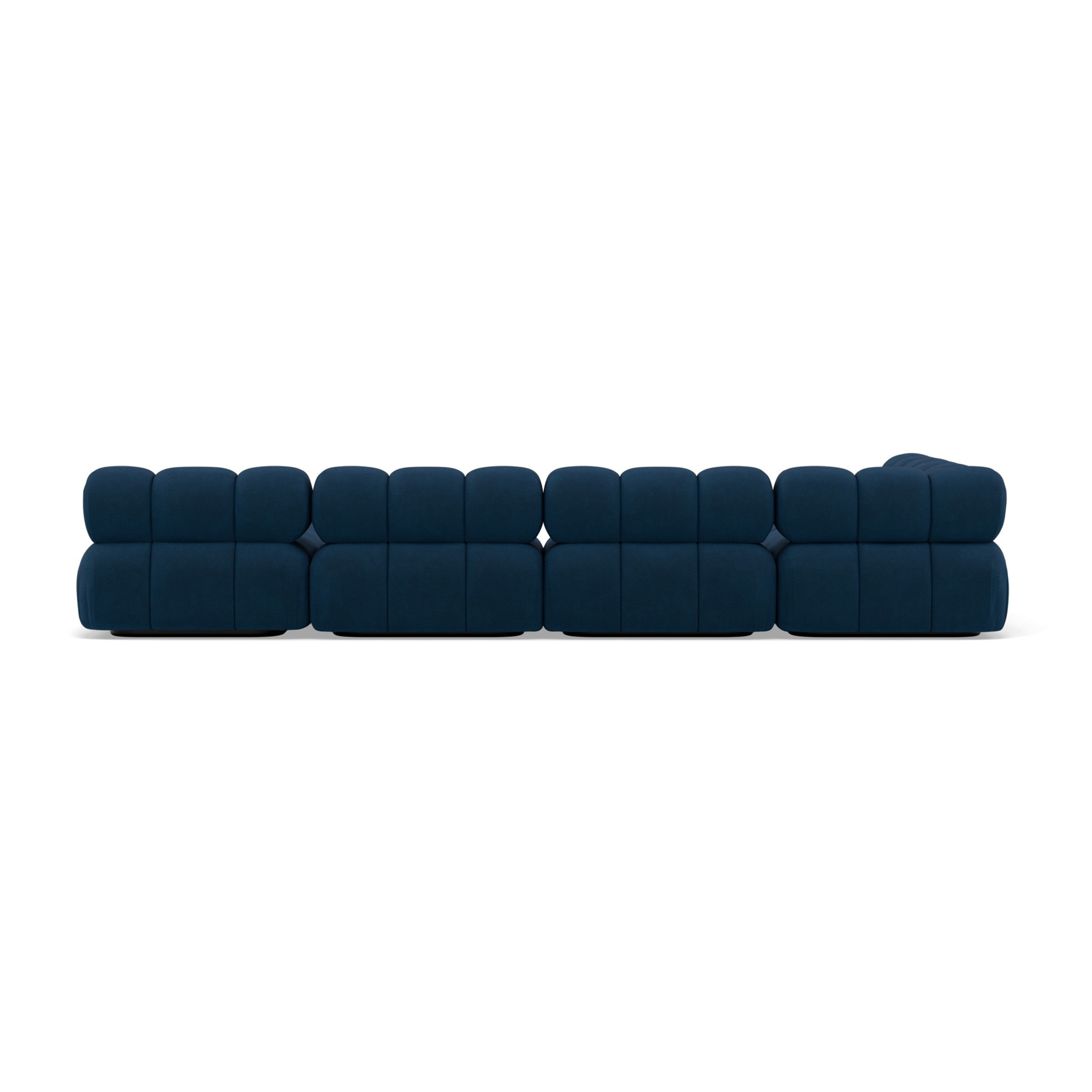 Ruby - canapé panoramique modulable d'angle gauche 7 places en velours texturé - Bleu