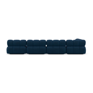 Ruby - canapé panoramique modulable d'angle gauche 7 places en velours texturé - Bleu