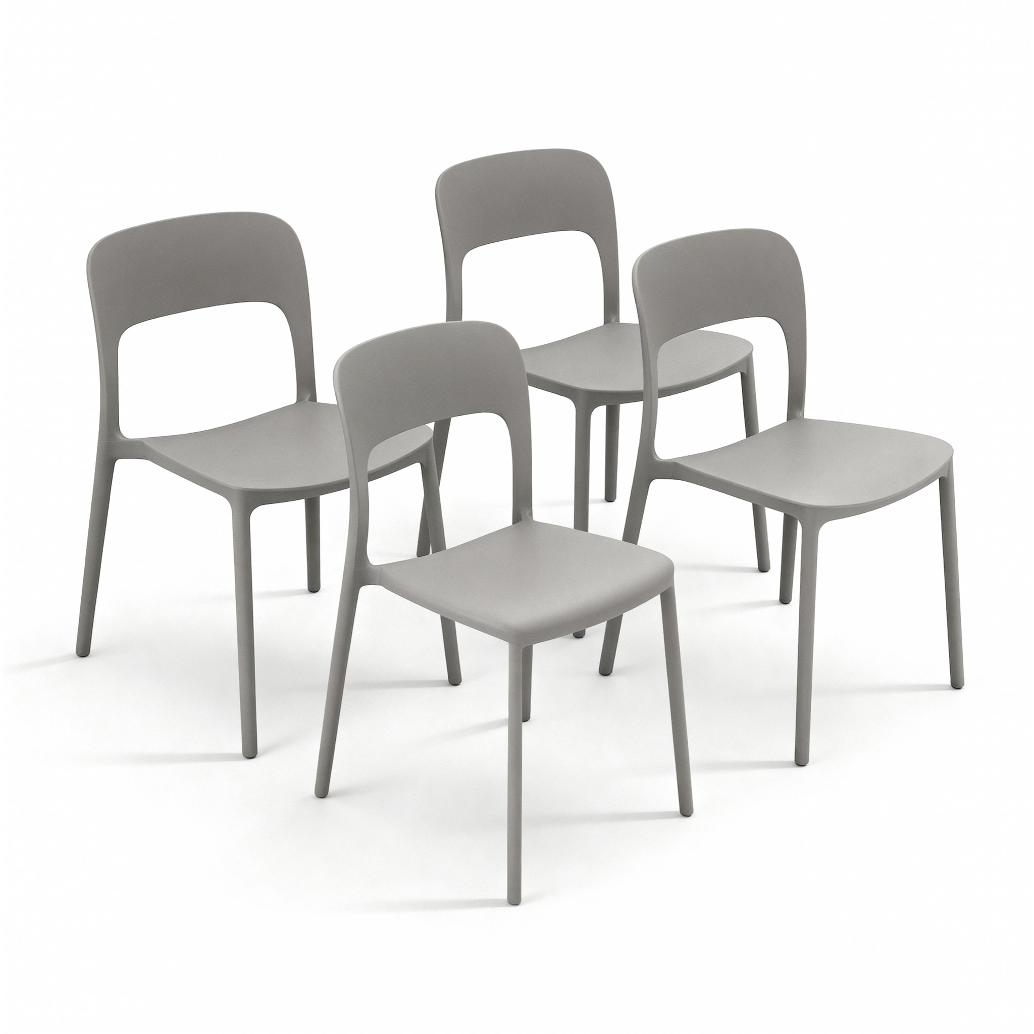 Set 4 Sedie Da Giardino In Polipropilene Impilabili Leggere E Resistenti Ideali Per Esterni Terrazze Giardini Bar Dehors Ristoranti Grigio