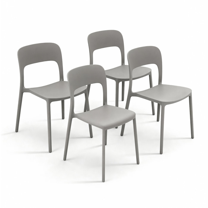 Set 4 Sedie Da Giardino In Polipropilene Impilabili Leggere E Resistenti Ideali Per Esterni Terrazze Giardini Bar Dehors Ristoranti Grigio