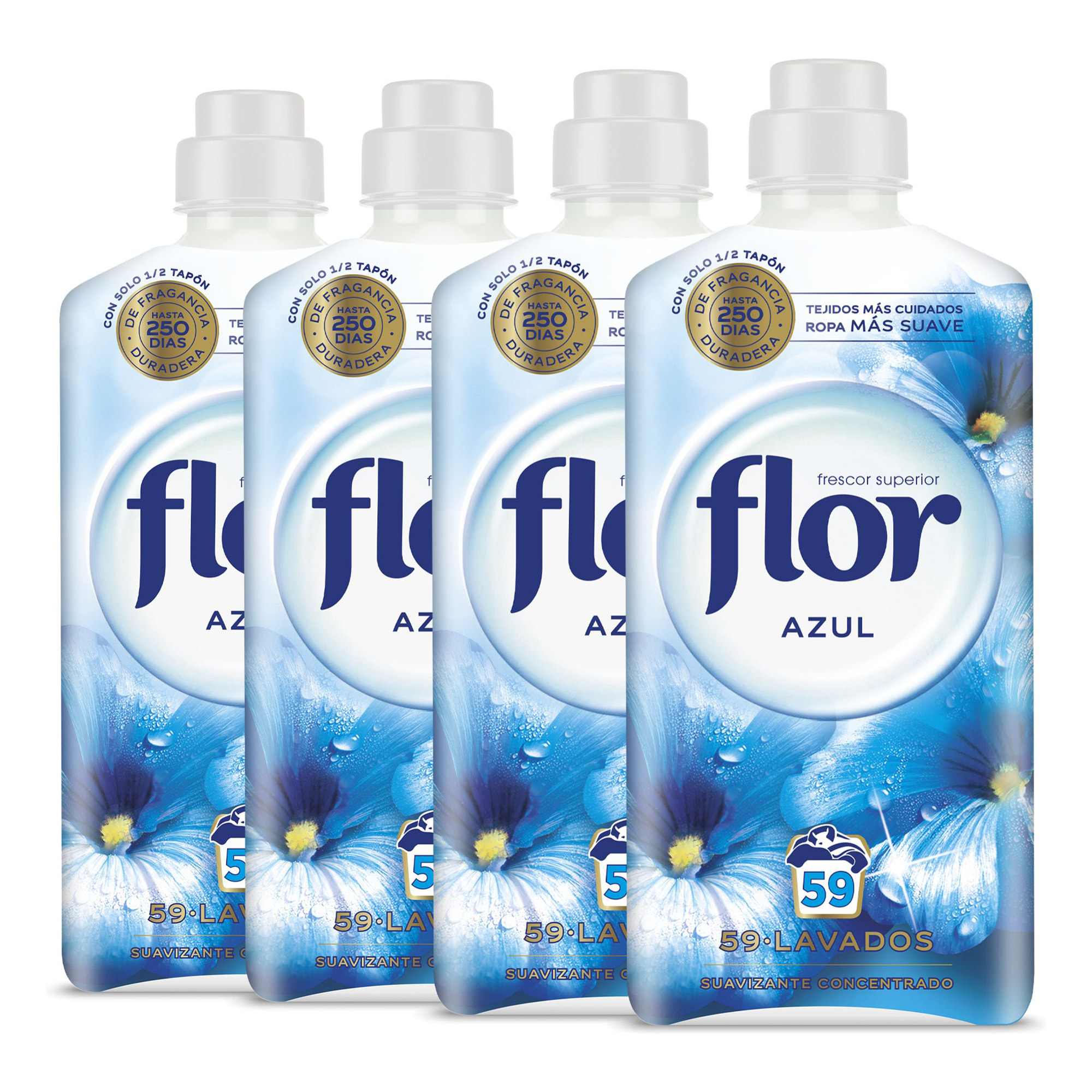 Flor Azul Suavizante Concentrado para la ropa 236 lavados (4botellas x 59 dosis)