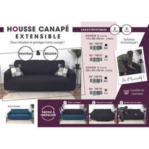 Housse Extensible Canapé - HOME DECO FACTORY - Noir