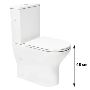 Brevis cuvette WC à poser adaptée PMR sans bride en céramique (réservoir non fourni), blanc (SATBRE033RREXVPB)