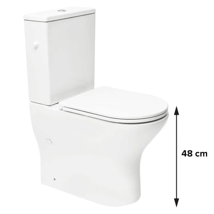 Brevis cuvette WC à poser adaptée PMR sans bride en céramique (réservoir non fourni), blanc (SATBRE033RREXVPB)