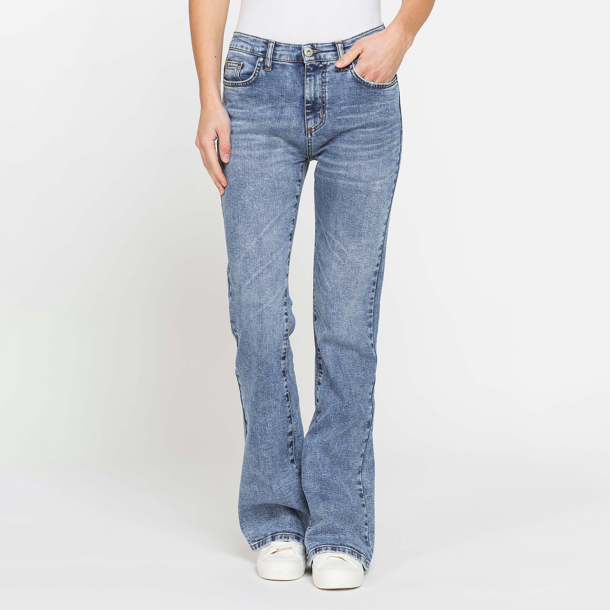 JEANS FLARE IN DENIM STRETCH