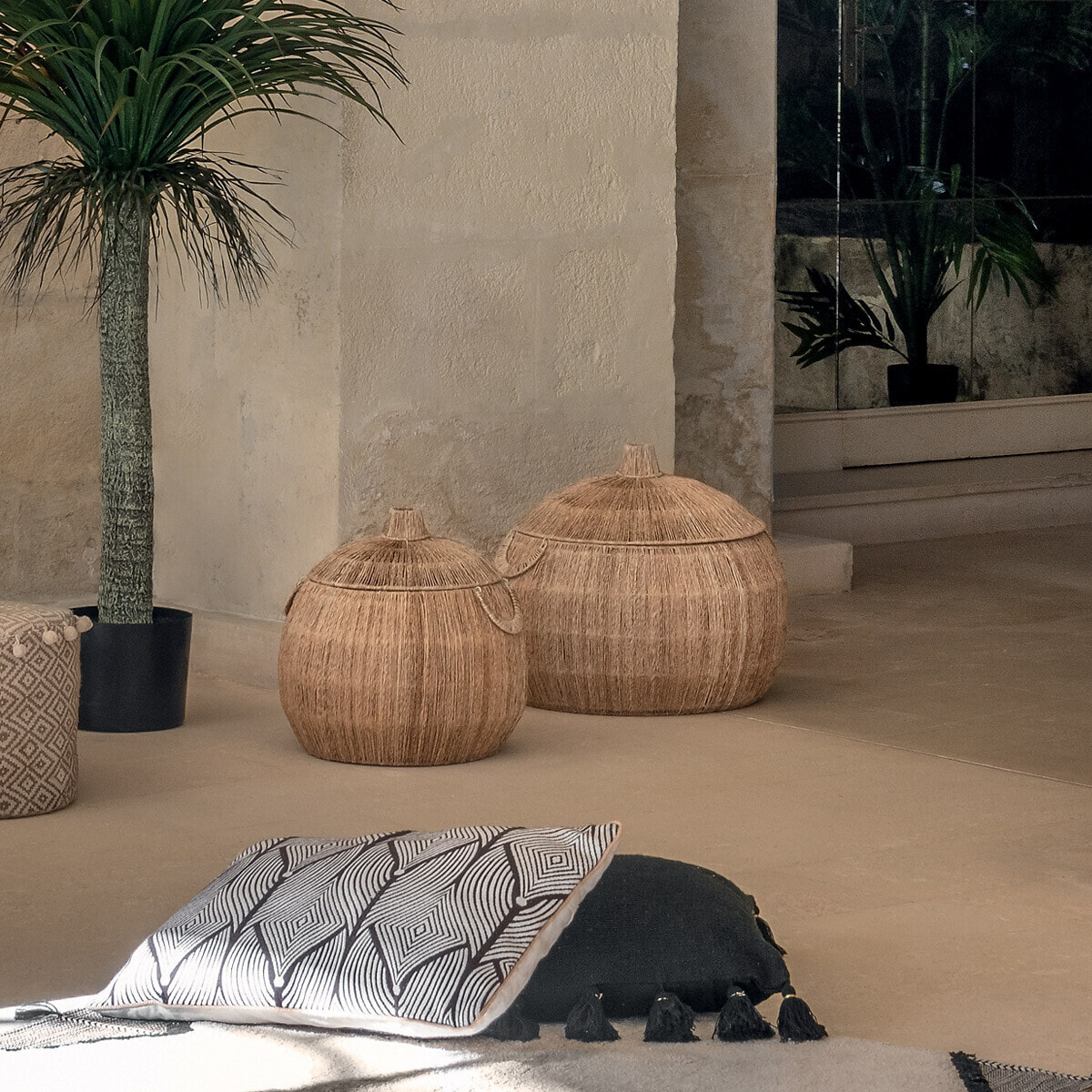 Set de 2 paniers ronds "Balaya" - jute