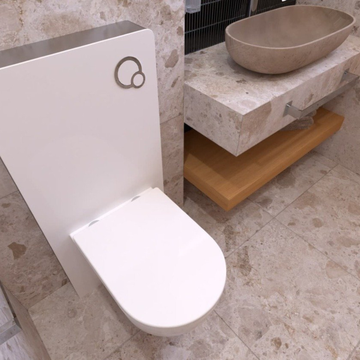 Glass bâti-support pour WC suspendu, hauteur 100,3 cm, double chasse 3/6 L, blanc (SATAMGW-FR)