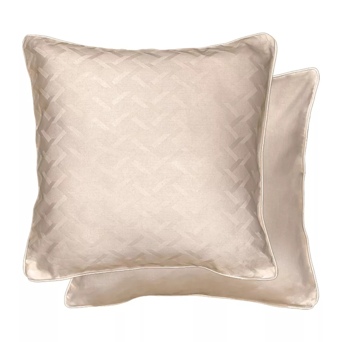Taie d'oreiller satin de coton motif jacquard beige Adagio lin
