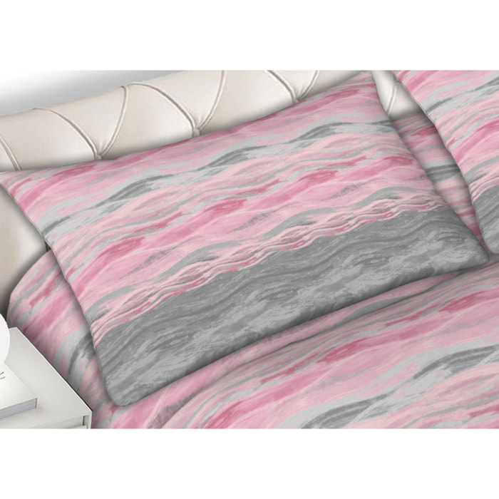 Completo Lenzuola 100% Cotone Disegno Pretty Rosa CN