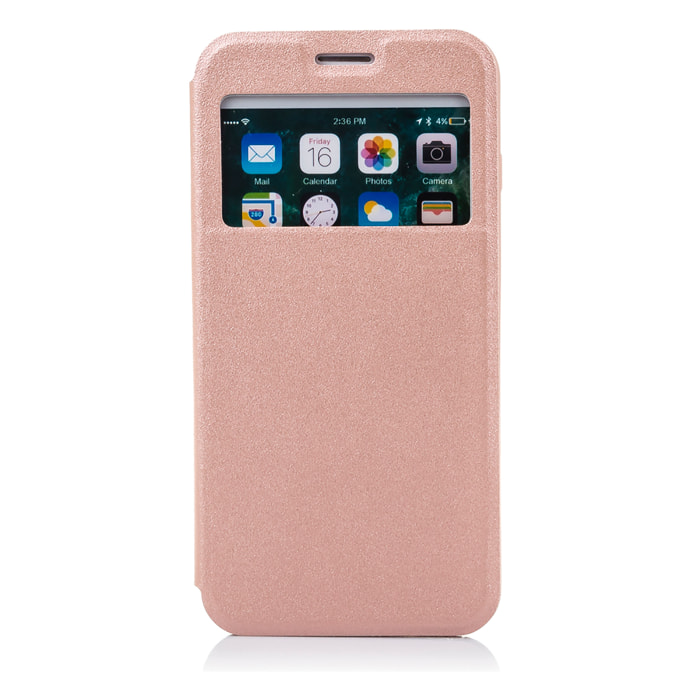 DAM CUSTODIA A LIBRO CON CHIUSURA MAGNETICA A FINESTRA Iphone 7 Plus/ Iphone 8 Plus 8x1x15 Cm. Colore: oro rosa