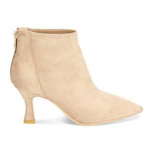 Tronchetti donna taupe in microfibra, tacco 7 cm