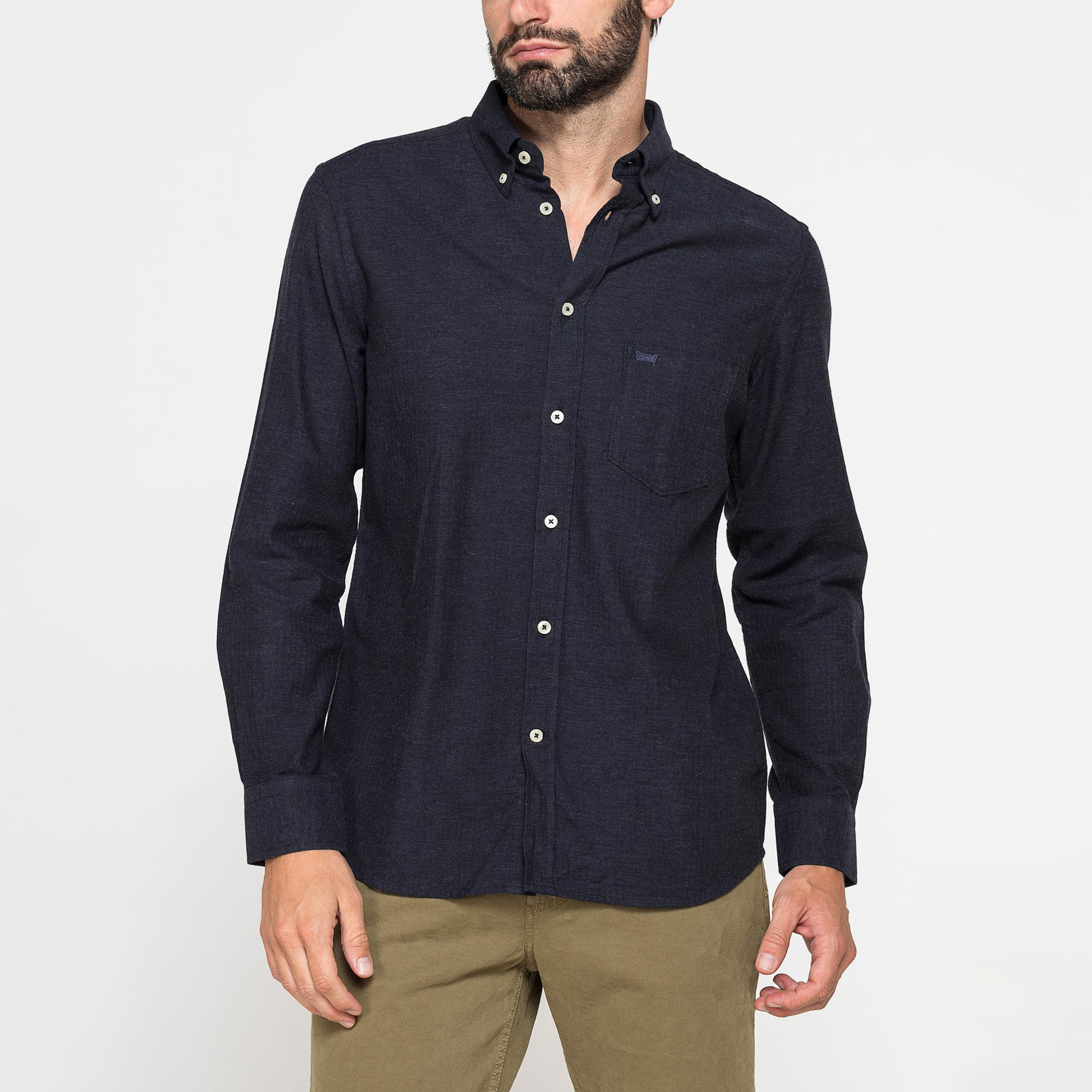 CAMICIA DI FLANELLA IN COLORI TINTA UNITA CON TASCHINO