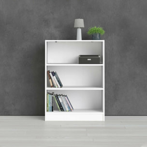 Libreria a tre vani, colore bianco, cm 79 x 107 x 27