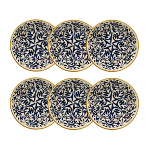 Lot de 6 coupelles à motif bleu en grès 16cm HERACLEE